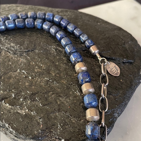 Native American Navajo Denim Lapis & Sterling Bead Necklace Vintage by Platero - Picture 9 of 16